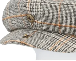 Flat Caps-Brixton Brood Snap Cap Off White/Black/Paradise Orange Flatcap -