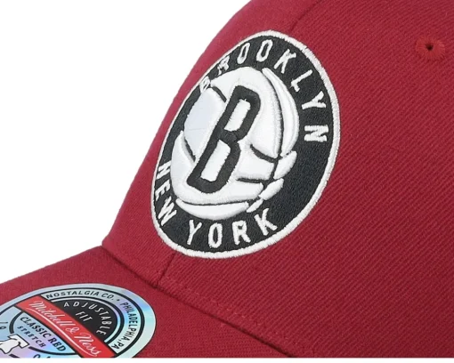 Adjustable-Mitchell & Ness Brooklyn Nets Classic Burgundy Adjustable - Red