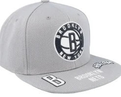 Snapback-Mitchell & Ness Brooklyn Nets Front Face Grey Snapback -