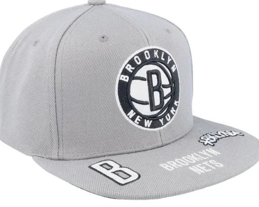 Snapback-Mitchell & Ness Brooklyn Nets Front Face Grey Snapback -