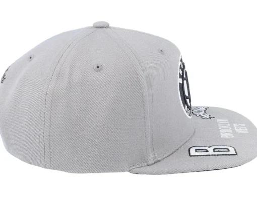 Snapback-Mitchell & Ness Brooklyn Nets Front Face Grey Snapback -