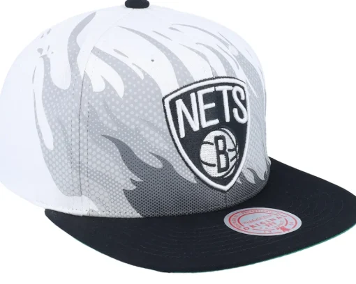 Snapback-Mitchell & Ness Brooklyn Nets Hot Fire Snapback - White