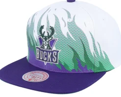 Snapback-Mitchell & Ness Brooklyn Nets Hot Fire Snapback - White
