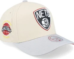 Sale Mitchell & Ness Brooklyn Nets Off White/Grey/Red Uv A-frame Adjustable -