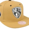 Sale Mitchell & Ness Brooklyn Nets Wheat Tc Tan Snapback - Beige