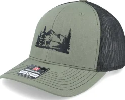 Trucker-Wild Spirit Buck Nature Silhouette 112 Split Loden/Black Trucker -