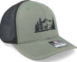 Trucker-Wild Spirit Buck Nature Silhouette 112 Split Loden/Black Trucker -