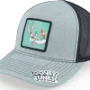 Trucker-Looney Tunes Bugs Bunny With Carrot Heather Grey/Black Trucker -