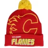Best Mitchell & Ness Calgary Flames Punch Out Knit Pom - Red