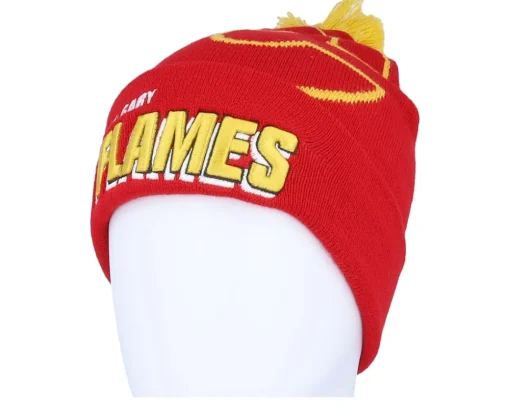 Best Mitchell & Ness Calgary Flames Punch Out Knit Pom - Red