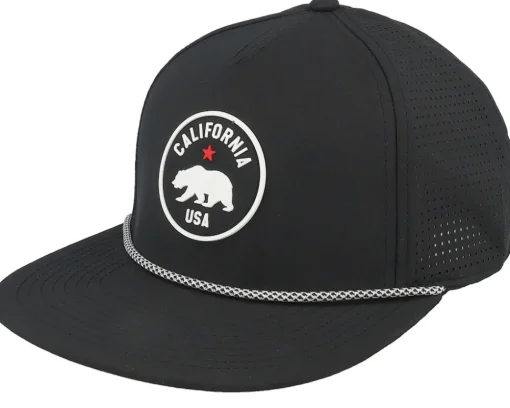 Snapback-American Needle California Buxton Pro Black Perforated A-Frame Snapback -