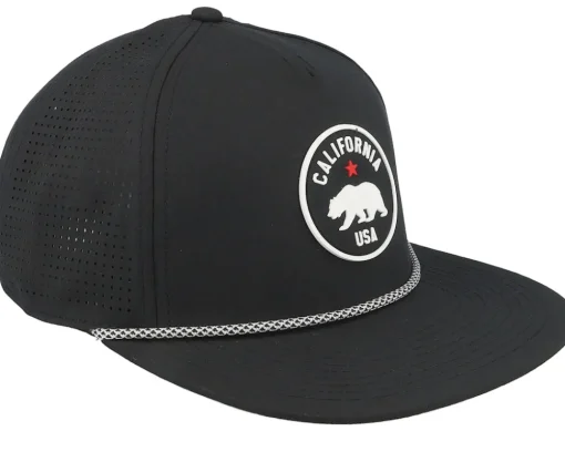 Snapback-American Needle California Buxton Pro Black Perforated A-Frame Snapback -