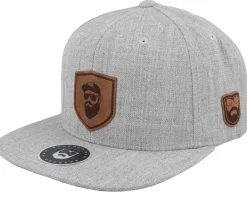 Sale Bearded Man Cap Man Badge Patch Heather Snapback - Grey