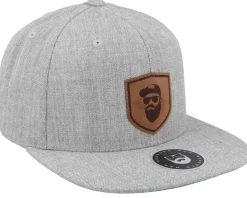 Sale Bearded Man Cap Man Badge Patch Heather Snapback - Grey