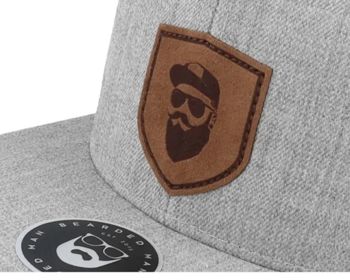 Sale Bearded Man Cap Man Badge Patch Heather Snapback - Grey