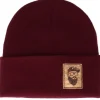 Hot Bearded Man Cap Man Patch Burgundy Beanie -