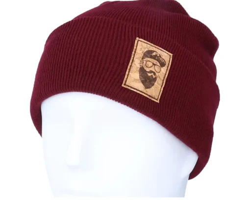 Hot Bearded Man Cap Man Patch Burgundy Beanie -