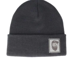 Clearance Bearded Man Cap Man Patch Graphite Grey Beanie -