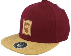Snapback-Bearded Man Cap Man Patch Maroon/Suede Snapback -