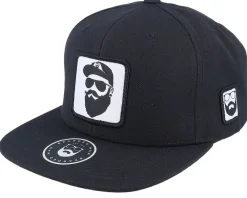 Snapback-Bearded Man Cap Man Woven Patch Snapback - Black