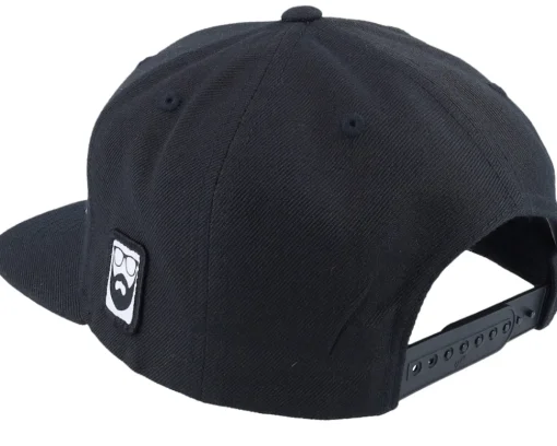 Snapback-Bearded Man Cap Man Woven Patch Snapback - Black