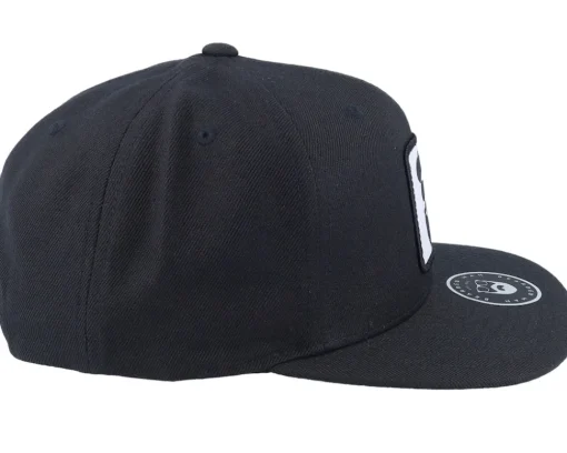 Snapback-Bearded Man Cap Man Woven Patch Snapback - Black