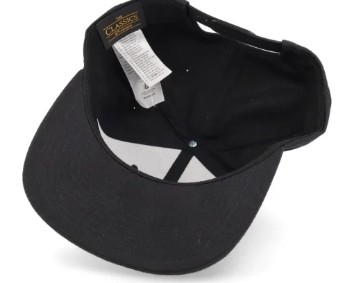 Snapback-Bearded Man Cap Man Woven Patch Snapback - Black