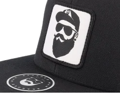 Snapback-Bearded Man Cap Man Woven Patch Snapback - Black