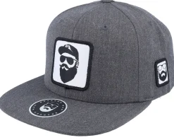 Snapback-Bearded Man Cap Man Woven Patch Snapback - Black