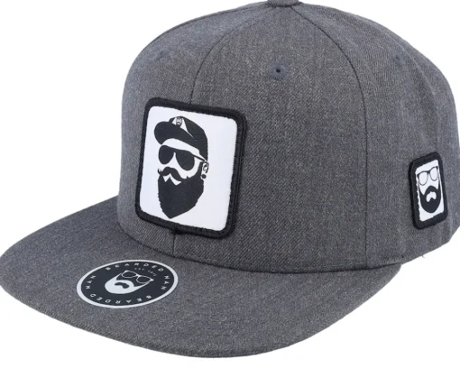 Snapback-Bearded Man Cap Man Woven Patch Snapback - Black