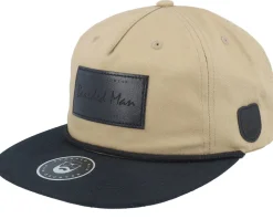 Snapback-Bearded Man Casual Logo Black Patch Khaki/Black Rope Snapback -