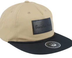 Snapback-Bearded Man Casual Logo Black Patch Khaki/Black Rope Snapback -