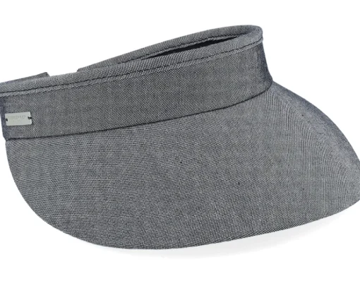 Fashion Seeberger Chambray Fabric Charcoal Visor -