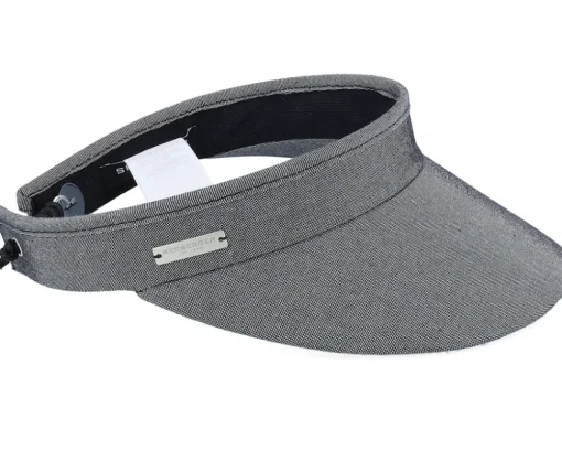 Fashion Seeberger Chambray Fabric Charcoal Visor -