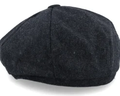 Flat Caps-Beechfield Charcoal Marl Melton Wool Baker Boy Flat Cap -