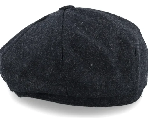 Flat Caps-Beechfield Charcoal Marl Melton Wool Baker Boy Flat Cap -