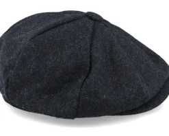 Flat Caps-Beechfield Charcoal Marl Melton Wool Baker Boy Flat Cap -