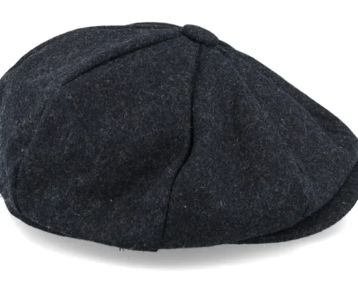Flat Caps-Beechfield Charcoal Marl Melton Wool Baker Boy Flat Cap -