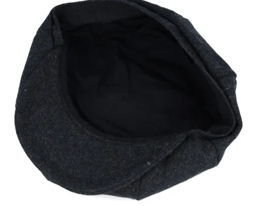 Flat Caps-Beechfield Charcoal Marl Melton Wool Baker Boy Flat Cap -