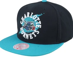 Best Mitchell & Ness Charlotte Hornets Circle Splash Black/Teal Snapback -