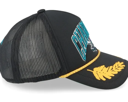 Trucker-Mitchell & Ness Charlotte Hornets Gold Leaf Vintage Trucker - Black