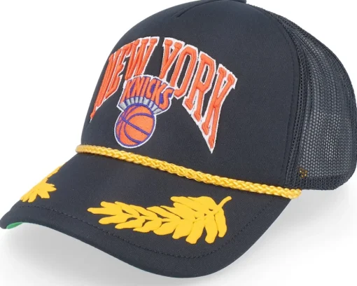Trucker-Mitchell & Ness Charlotte Hornets Gold Leaf Vintage Trucker - Black
