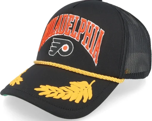 Trucker-Mitchell & Ness Charlotte Hornets Gold Leaf Vintage Trucker - Black