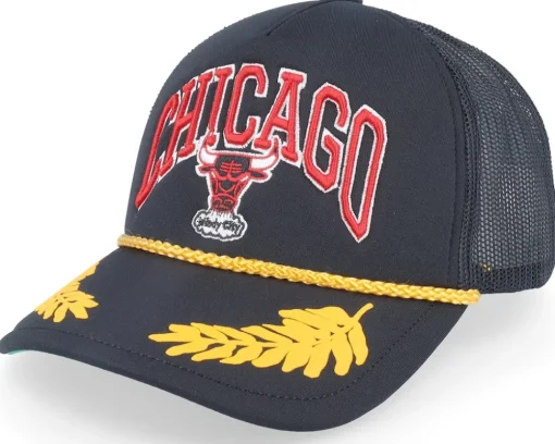 Trucker-Mitchell & Ness Charlotte Hornets Gold Leaf Vintage Trucker - Black