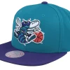 Snapback-Mitchell & Ness Charlotte Hornets Team 2 Tone Teal/Purple Snapback -