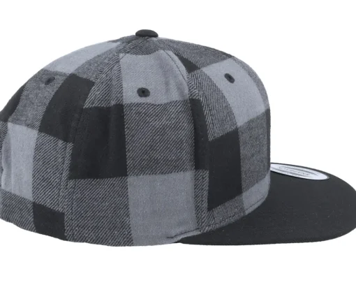 Snapback-Yupoong Checked Flanell Black/Grey Snapback -