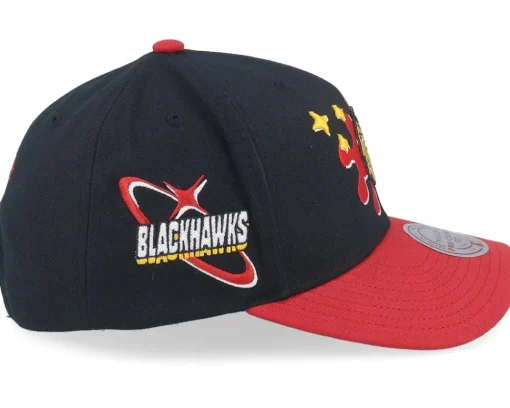 Adjustable-Mitchell & Ness Chicago hawks Groove Drip Pro /Red Adjustable - Black