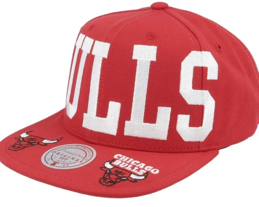 Sale Mitchell & Ness Chicago Bulls Big Text 1 Snapback - Red