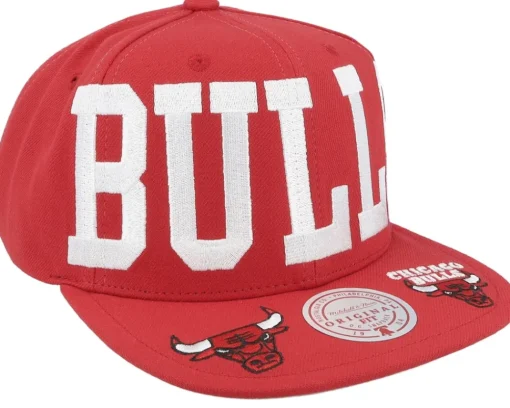 Sale Mitchell & Ness Chicago Bulls Big Text 1 Snapback - Red