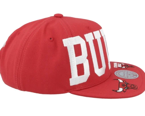 Sale Mitchell & Ness Chicago Bulls Big Text 1 Snapback - Red